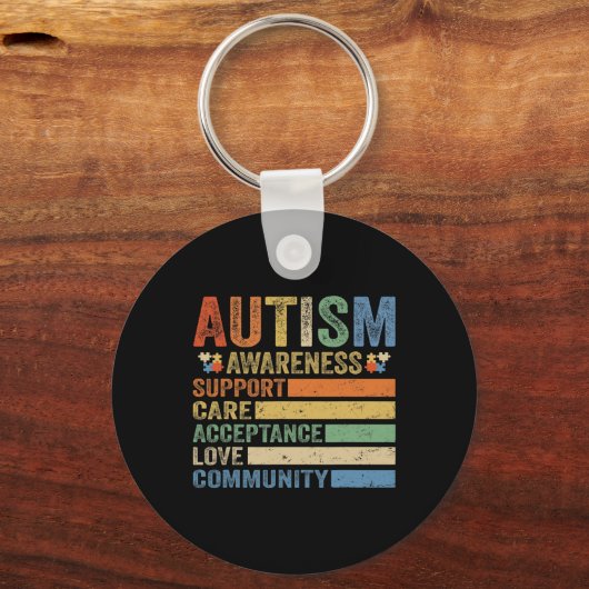 Autisme Bewustzijn Ondersteuning Zorgacceptatie vo Sleutelhanger (Achterkant)