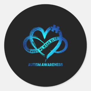 Autisme bewustzijn oneindigheidshart in april drag ronde sticker