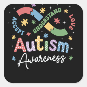 Autisme bewustzijn oneindigheidssymbool accepteren vierkante sticker