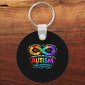 Autisme Bewustzijn Oneindigheidssymbool Puzzel Sleutelhanger (Voorkant)