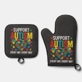 Autisme bewustzijn ovenwant & pannenlap set (Voorkant)