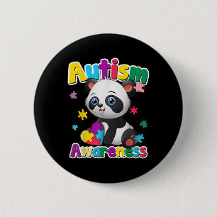 Autisme Bewustzijn Panda Puzzel Stukken Kleuren Gi Ronde Button 5,7 Cm