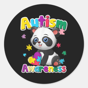 Autisme Bewustzijn Panda Puzzel Stukken Kleuren Gi Ronde Sticker