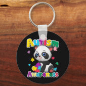 Autisme Bewustzijn Panda Puzzel Stukken Kleuren Gi Sleutelhanger (Voorkant)