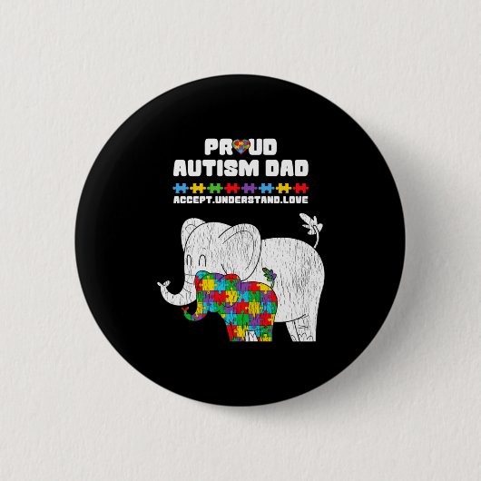 Autisme Bewustzijn Papa Accepteert Trots Autisme Z Ronde Button 5,7 Cm (Voorkant)