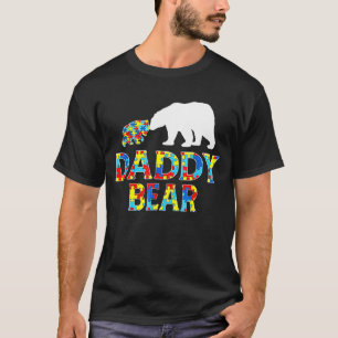 Autisme Bewustzijn Papa Beer Puzzel Steun Autisten T-shirt
