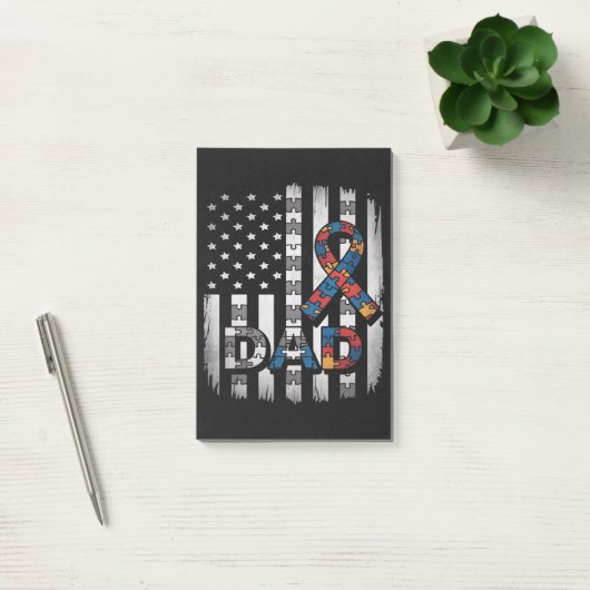 Autisme Bewustzijn Papa USA Vlag Vaderdag Post-it® Notes (Kantoor)