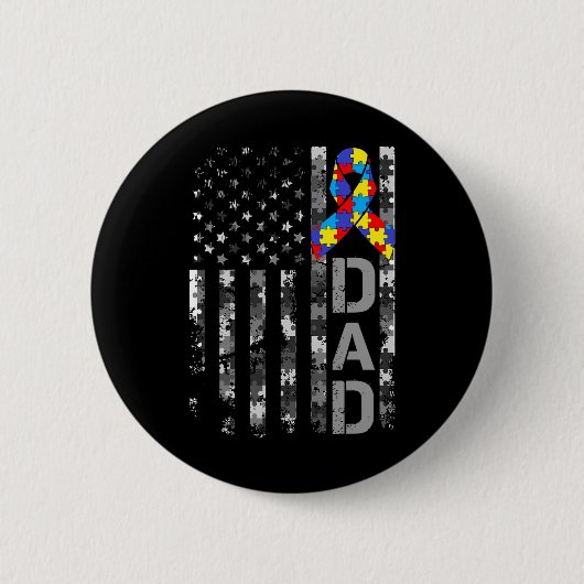 Autisme Bewustzijn Papa Vlag Vaders Dag 1 Ronde Button 5,7 Cm (Voorkant)