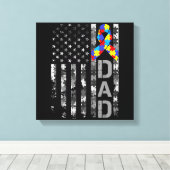 Autisme Bewustzijn Papa Vlag Vaders Dag Canvas Afdruk (Insitu (Houten vloer))