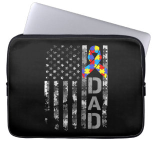 Autisme Bewustzijn Papa Vlag Vaders Dag Laptop Sleeve