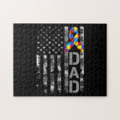 Autisme Bewustzijn Papa Vlag Vaders Dag Legpuzzel (Horizontaal)