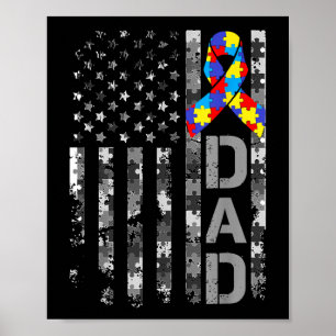 Autisme Bewustzijn Papa Vlag Vaders Dag Poster