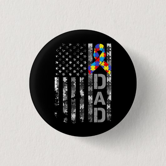 Autisme Bewustzijn Papa Vlag Vaders Dag Ronde Button 3,2 Cm (Voorkant)