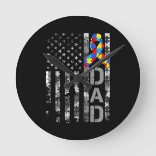 Autisme Bewustzijn Papa Vlag Vaders Dag Ronde Klok