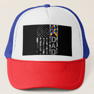Autisme Bewustzijn Papa Vlag Vaders Dag Trucker Pet