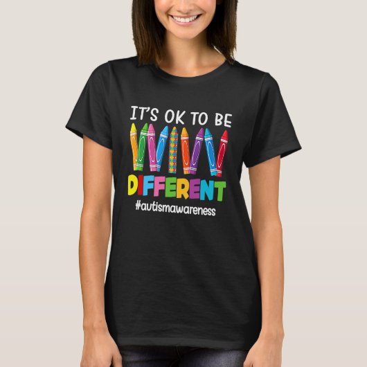 Autisme Bewustzijn Pen Puzzel Het Is Ok Om Verschi T-shirt (Voorkant)