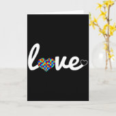 Autisme bewustzijn Perfecte liefde Hart Legpuzzel Kaart (Gele Bloem)