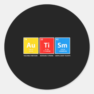 Autisme bewustzijn periodiek systeem asd vrouwen m ronde sticker