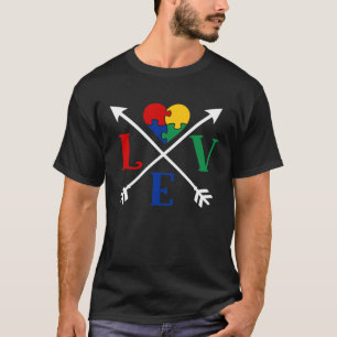 Autisme Bewustzijn Pijl Liefde Hart Puzzel Stuk T-shirt
