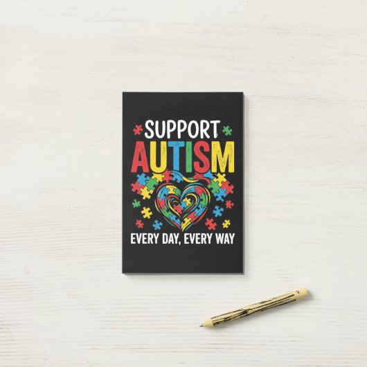 Autisme bewustzijn post-it® notes (Op bureau)