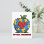 Autisme Bewustzijn Puzzel Appel Hart Briefkaart (Staand voorkant)