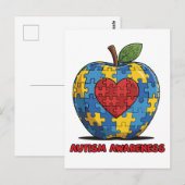Autisme Bewustzijn Puzzel Appel Hart Briefkaart (Voorkant / Achterkant)