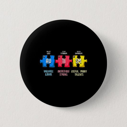 Autisme bewustzijn puzzel chemisch element ronde button 5,7 cm (Voorkant)