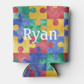 Autisme bewustzijn puzzel koelbox blikjeskoeler (Voorkant)