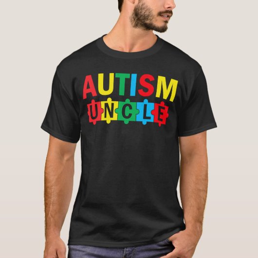 Autisme bewustzijn puzzel lint trots autisme oom t-shirt (Voorkant)