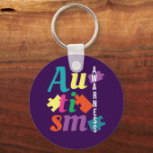 Autisme Bewustzijn - Puzzel- Paarse Sleutelhanger (Voorkant)