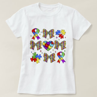 Autisme Bewustzijn Puzzel Stuk Coquette Bow T-shirt