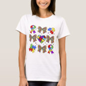 Autisme Bewustzijn Puzzel Stuk Coquette Bow T-shirt (Voorkant)