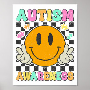 Autisme Bewustzijn Puzzel Stuk Glimlach Gezicht Au Poster