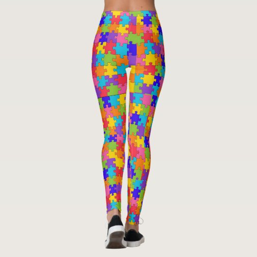 Autisme Bewustzijn Puzzel Stuk Leggings (Achterkant)