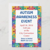Autisme Bewustzijn puzzel uitnodiging aankondiging (Voorkant)