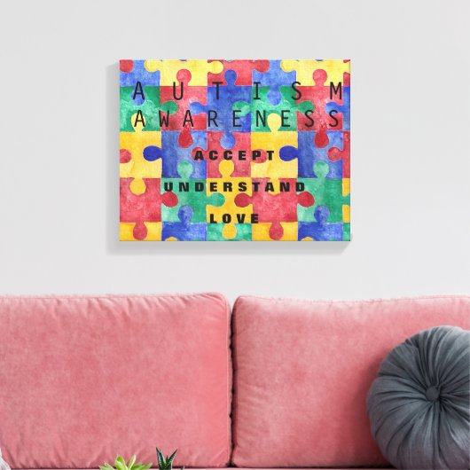 Autisme Bewustzijn puzzel verpakt canvas (Insitu (Woonkamer))