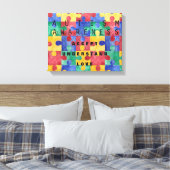 Autisme Bewustzijn puzzel verpakt canvas (Insitu (Slaapkamer))