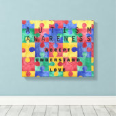 Autisme Bewustzijn puzzel verpakt canvas (Insitu (Houten vloer))