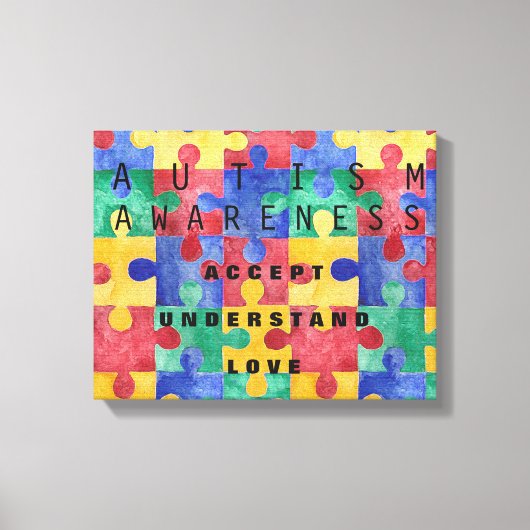 Autisme Bewustzijn puzzel verpakt canvas (Voorkant)