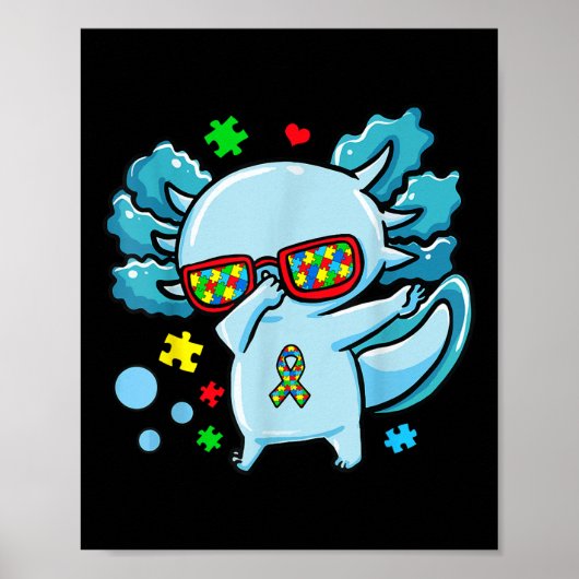 Autisme bewustzijn puzzels lint met Axolotl Dabbi Poster (Voorkant)