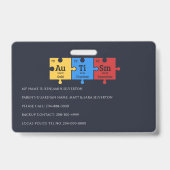 Autisme-bewustzijn Puzzels Team Name ID Badge (Achterkant)