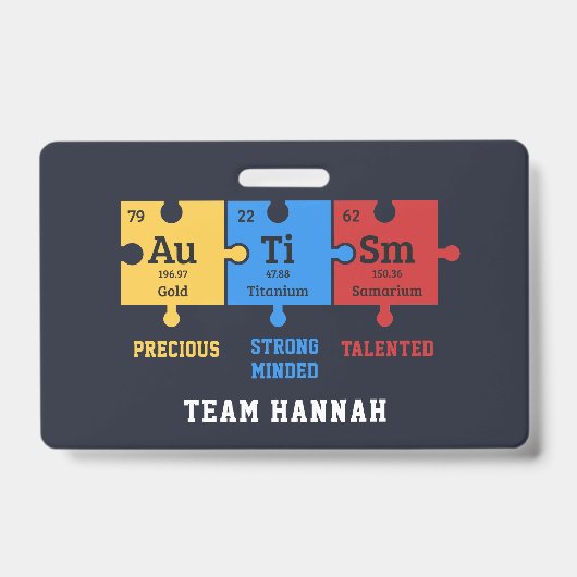 Autisme Bewustzijn Puzzels Teamnaam ID Badge (Voorzijde)