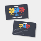 Autisme Bewustzijn Puzzels Teamnaam ID Badge (Voor- en achterkant)