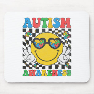 Autisme bewustzijn puzzelstuk glimlach gezicht Aut Muismat