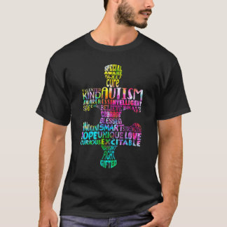 Autisme bewustzijn puzzelstuk woorden autistisch 1 t-shirt