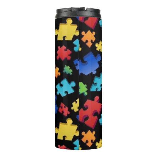 Autisme bewustzijn Puzzelstukjes Thermosbeker (Achterkant)