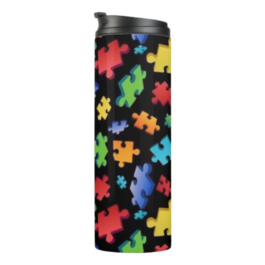 Autisme bewustzijn Puzzelstukjes Thermosbeker (Geroteerd rechts)