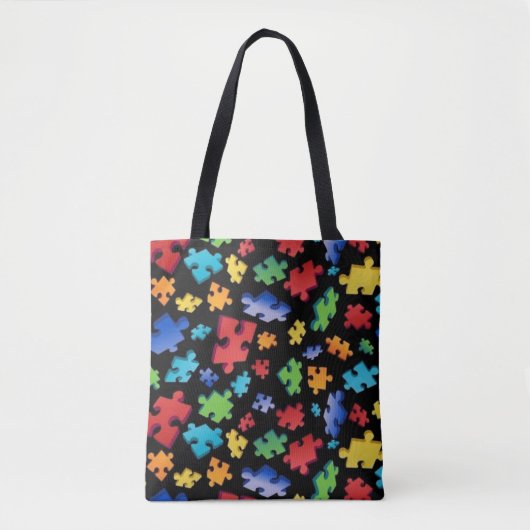 Autisme bewustzijn Puzzelstukjes Tote Bag (Voorkant)