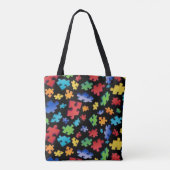 Autisme bewustzijn Puzzelstukjes Tote Bag (Achterkant)