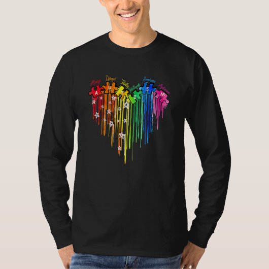 Autisme bewustzijn Puzzle Heart Love Unique Intell T-shirt (Voorkant)